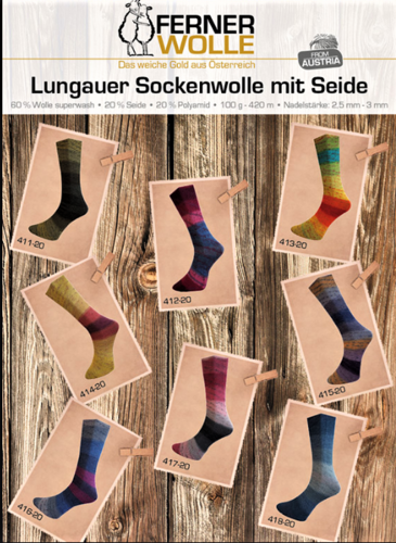 Ferner Sockenwolle mit Seide,4fach,   Farbe  41120-41820 reduziert