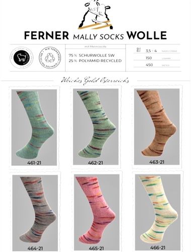 Ferner  Mally Socks,  zur Wahl, neue Farben 461-21 bis 466-21
