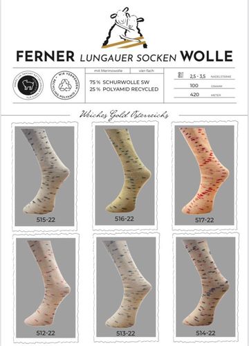 Ferner Sockenwolle 4fach, Farben 51222-51722
